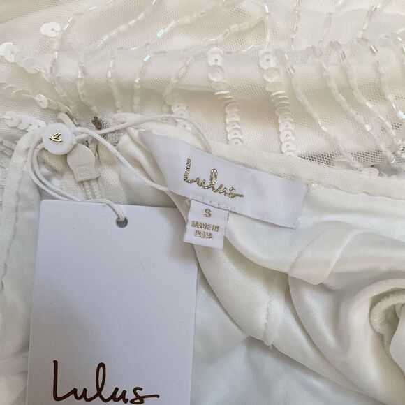 Lulus Radiant Presence Dress Women's S White Maxi Wedding Sequin Backless NWT - Picture 13 of 14